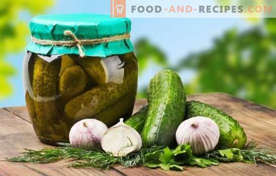 Cucumbers for winter crunchy: how to pickle? Close the winter cucumbers crunchy with vinegar and without, with oak leaf and pine sprigs, with mint and apple juice