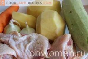 Kyckling med potatis och zucchini i en långsam spis