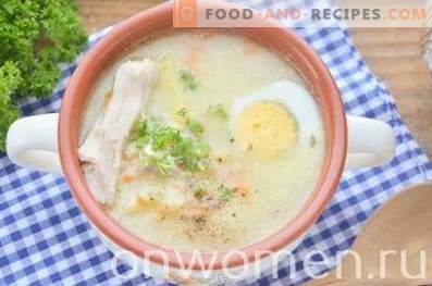 Soppa med hirs och ägg i kycklingsbuljong
