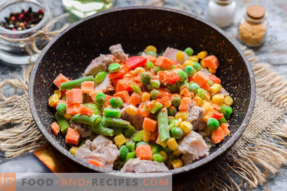 Snabb pilaf med kött och grönsaker