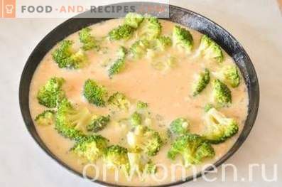 Omelett med broccoli och ost i ugnen