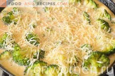 Omelett med broccoli och ost i ugnen