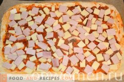 Pizza på jästdeg med balyk och mozzarella