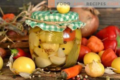 Grönsakskiva för vintern med Physalis, peppar och tomater